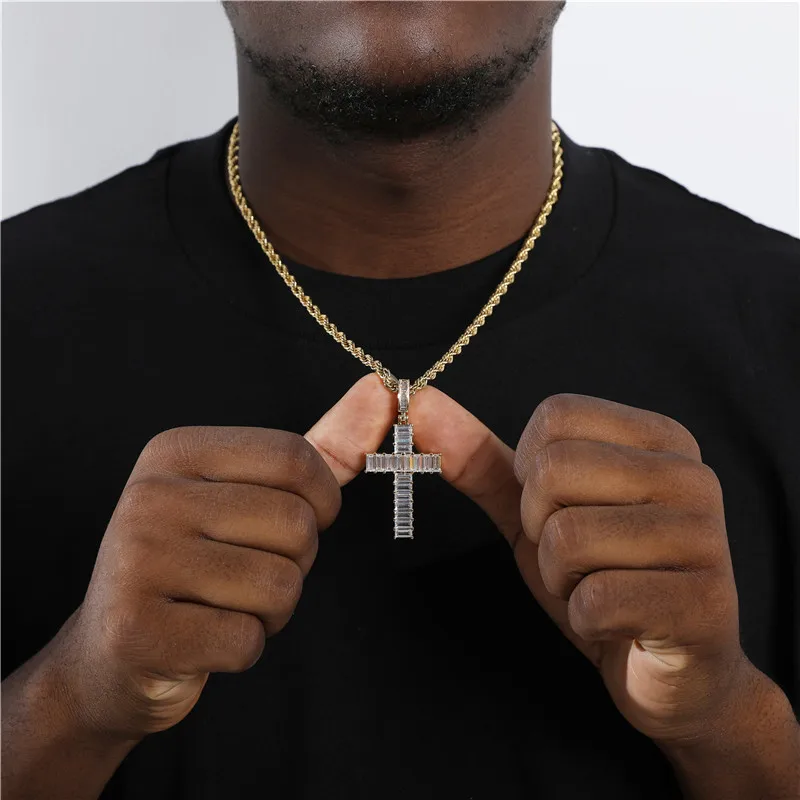 

Цепочка-крестик Мужская, в стиле хип-хоп, с фианитами