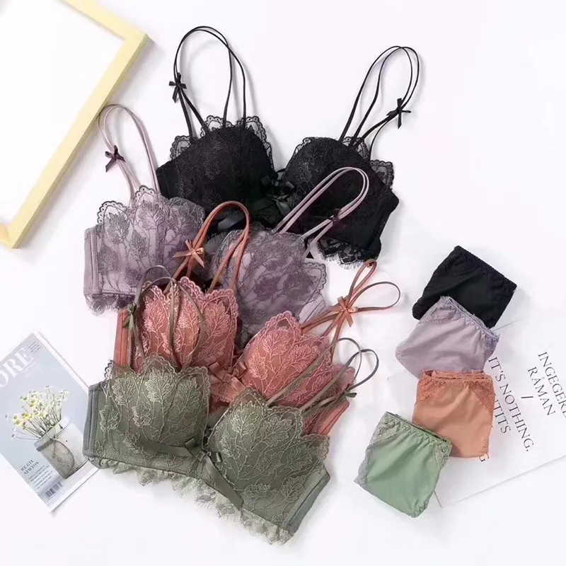 Комплект женского кружевного нижнего белья с чашками пуш ап|Комплекты белья| |