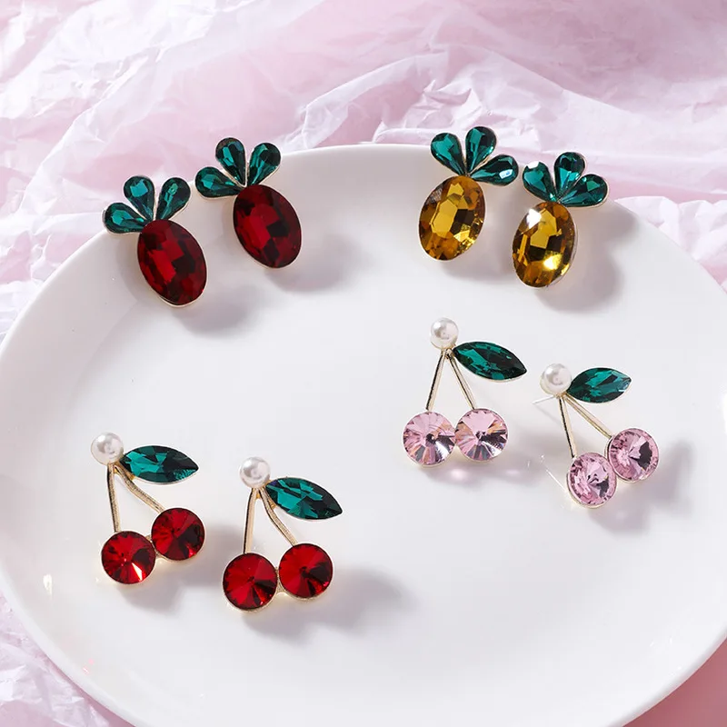 Новинка 2019 корейские серьги Имитация драгоценного камня ананас из кристаллов