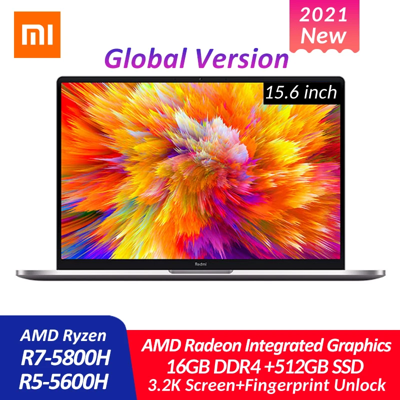 

2021 Xiaomi RedmiBook Pro 15 Laptop 15.6 Inch 3.2K Ryzen 7 5800H / Ryzen 5 5600H 16GB DDR4 512GB SSD 90Hz Windows 10 Notebook