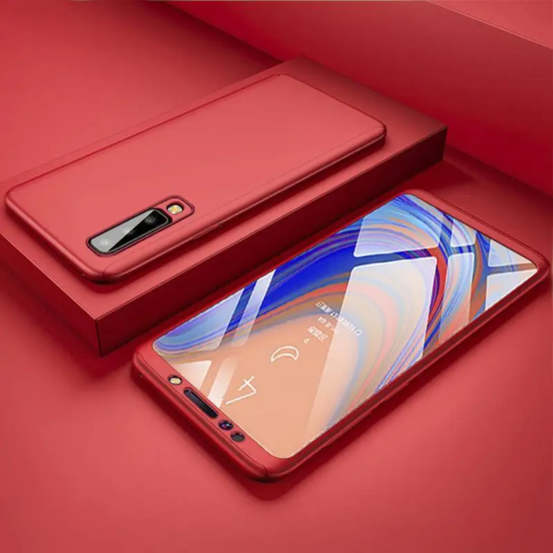 Красный 360 Полное покрытие чехол для samsung Galaxy A70 A60 A50 A40 A30 A20 A20E A10 Защита Чехол для samsung Note10 S8 S9 S10 плюс Чехол - Цвет: Красный