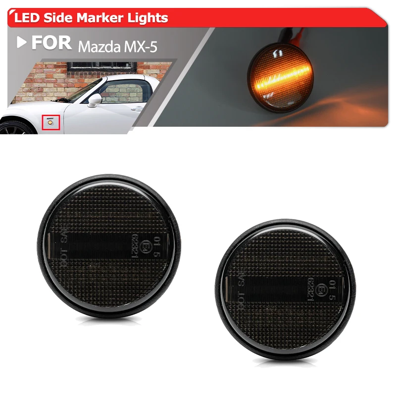

Smoked Led Side Mirror Turn Signal Indicator Blinkers For Mazda MX-5 NA NB NC MK1 MK2 MK3 1990-2015 OEM: N00151120K NH5251120C