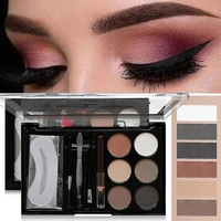 6 colors eyebrow powder makeup palette waterproof shade for eyebrow enhancer cosmetic brush mirror box make up tools set