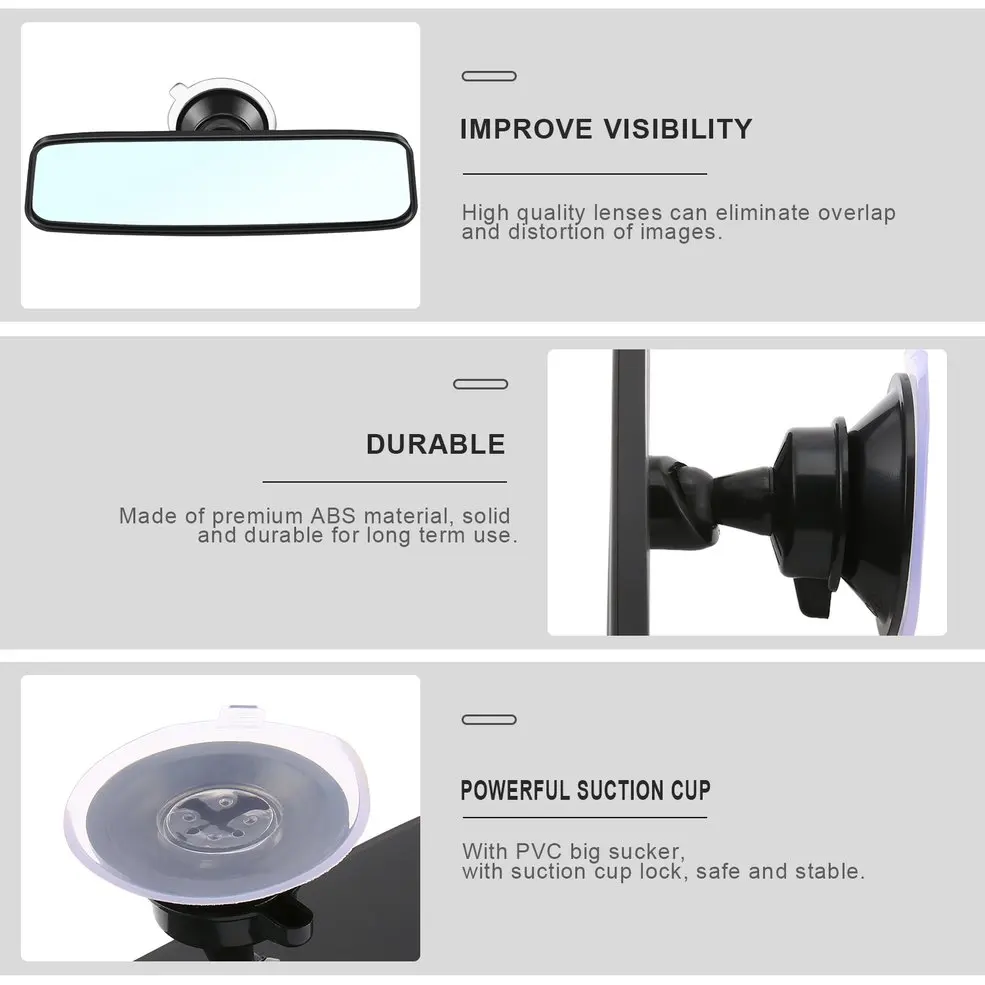 Универсальное автомобильное зеркало заднего вида широкоугольное для салона