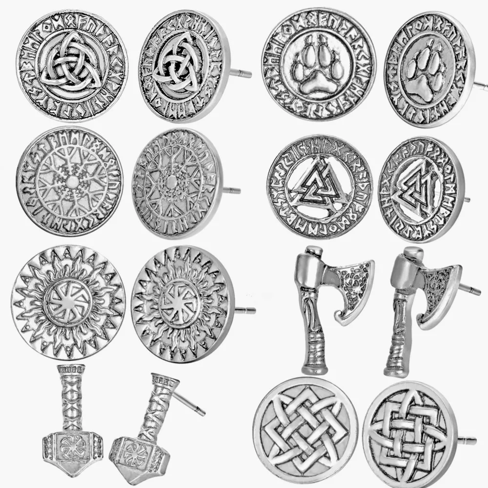 Ушные сережки из руны викингов Valknut Trinity славянский Коловрат звезда России