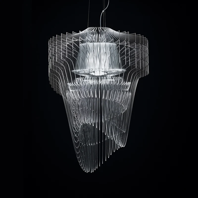 

Итальянская Роскошная акриловая металлическая люстра, лампа для гостиной, ресторана, подвесные лампы, фотолампы, подвесные лампы, модель PA0662