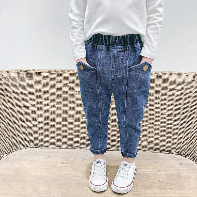 

Jeans 2021 spring and autumn new children and girls three-dimensional pocket casual trousers