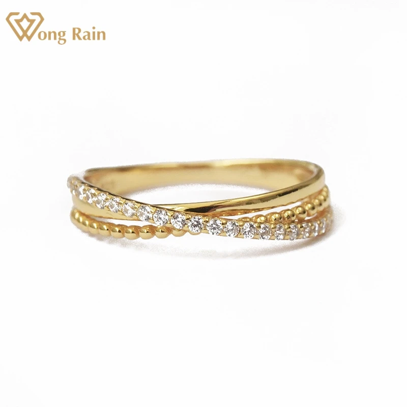 

Wong Rain Luxury 925 Sterling Silver Created Moissanite Gemstone Wedding Party 18K Yellow Gold Fine Jewelry Ring Gifts Wholesale