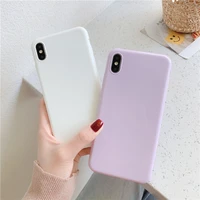 ultra thin glossy solid tpu silicon case cover for iphone 11 promax xs xr x 6s 7 8plus simple purple white tpu phone case