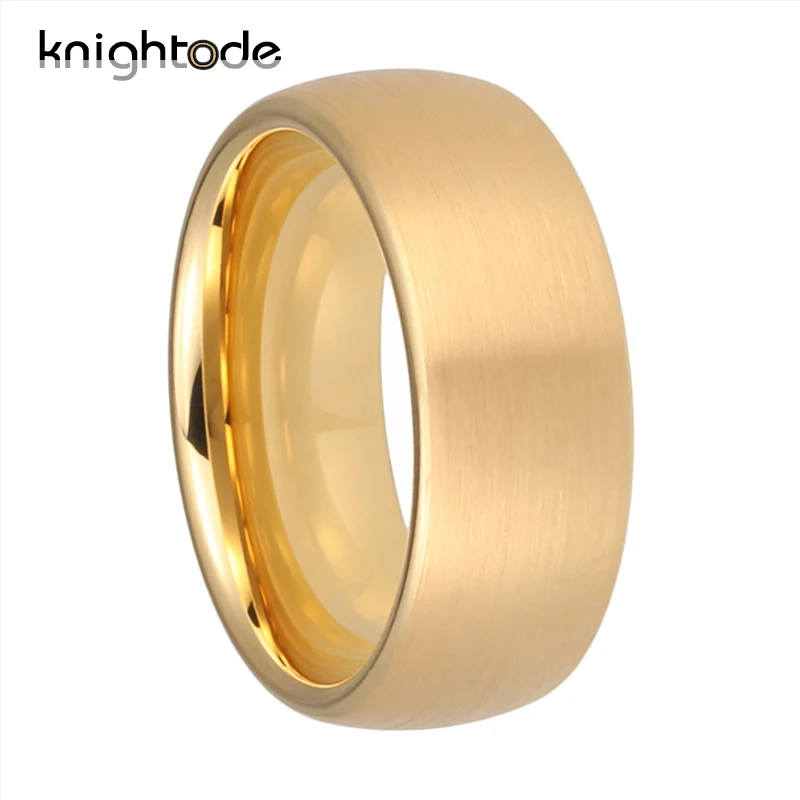 8mm Gold Tungsten Классические обручальные кольца из карбида вольфрама для мужчин и женщин, обручальные кольца золотистого цвета, куполообразные матовые, комфортные, подходят 6 мм, 8 мм - Main Stone Color: 8mm Gold Tungsten