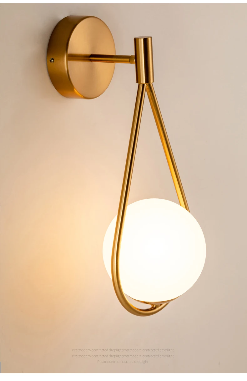 Art Deco Bedroom Bedside Wall Lamp Nordic Glass Ball Wall Lighting/Light Modern LED Wall Light