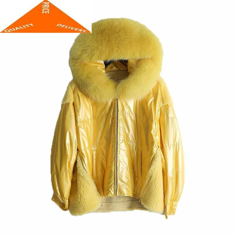 Зимняя женская куртка + большая модная одежда с капюшоном из лисьего меха 2020