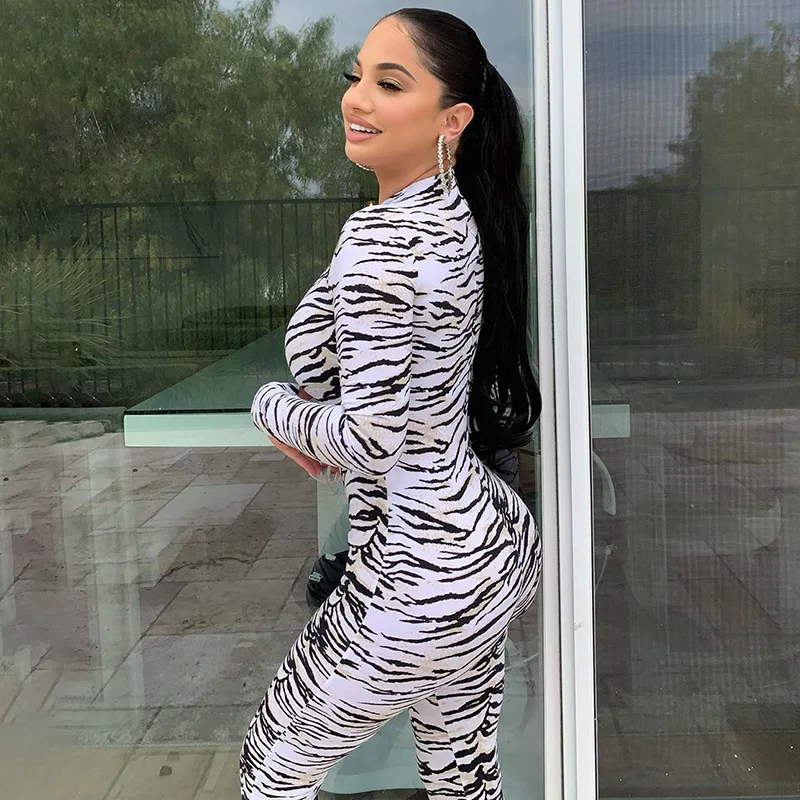

Striped Jumpsuit Women Casual Round Neck Sports Leggings Tights Slim Trousers Skinny Outfits Long Sleeve Bodysuit Pants Sets