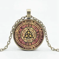 fashion magic pentagram necklace 3 color convex round glass pendant necklace men and women accessories gift