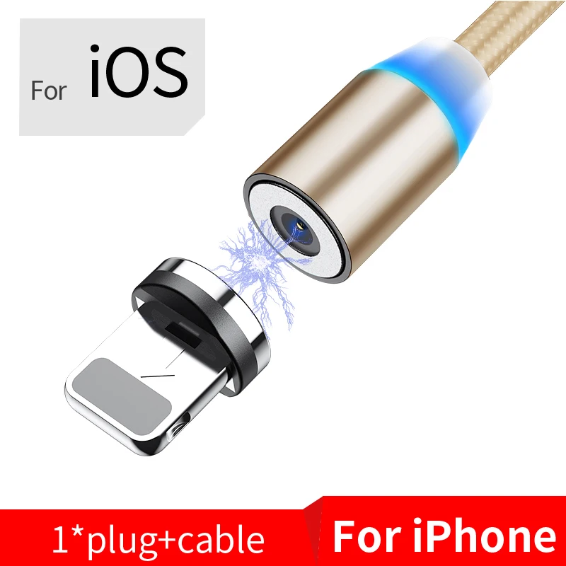 For iPhone Gold Магнитный кабель Олаф 1 м 2 м Micro usb type-C кабель для iPhone 11 Pro Max XS samsung S8 S9 Быстрая зарядка магнитное зарядное устройство USB кабель - Цвет: For iPhone Gold