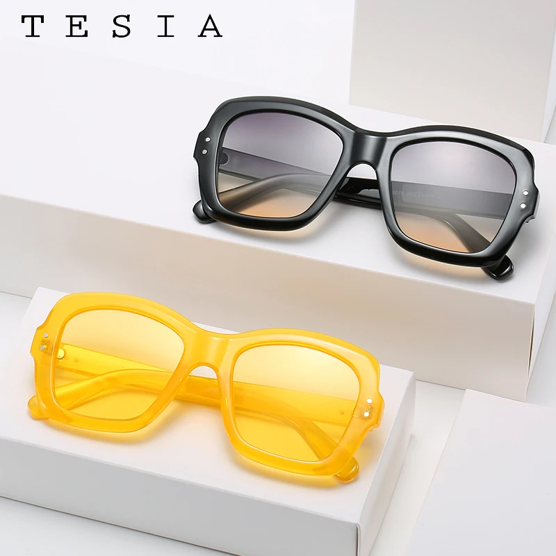 2020 Ретро Для женщин очки Винтаж квадратный оттенков для женский Черный Желтые