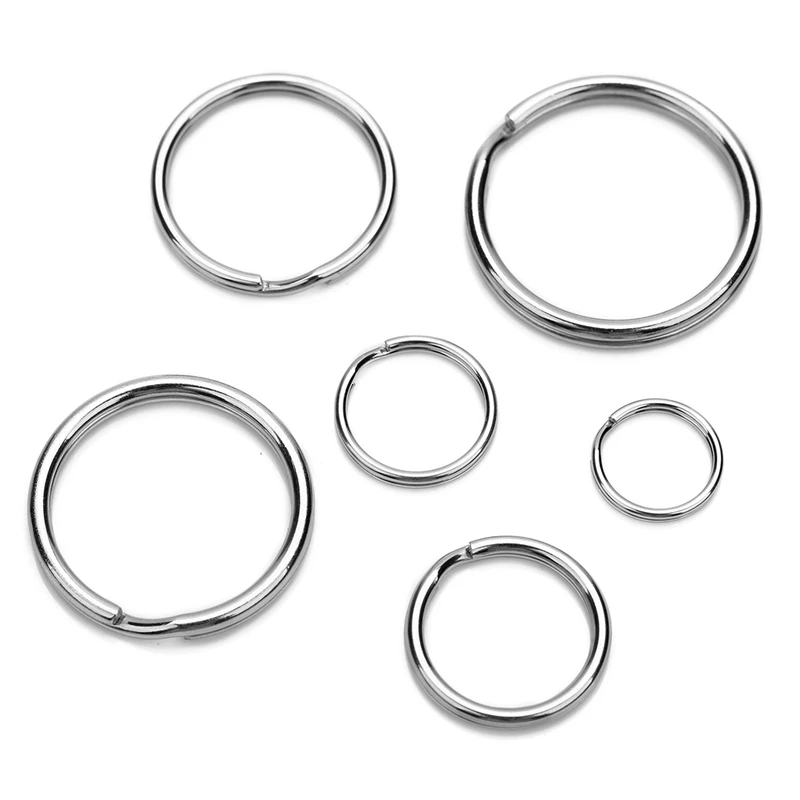 

20pcs/lot 16/20/25/28/30mm Stainless Steel Key Chain Key Ring Round Line key ring Keyrings Keychain DIY Jewelry Making Wholesale
