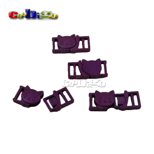 Purple 100 шт красочные пластиковые 3/" кошачья голова безопасности отрывающиеся пряжки для нижнего белья Домашние животные воротник и сумка тесьма аксессуар для одежды сделай сам - Цвет: Purple
