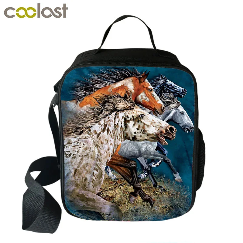 Портативная обеденная сумка с уникальным рисунком лошади термическая