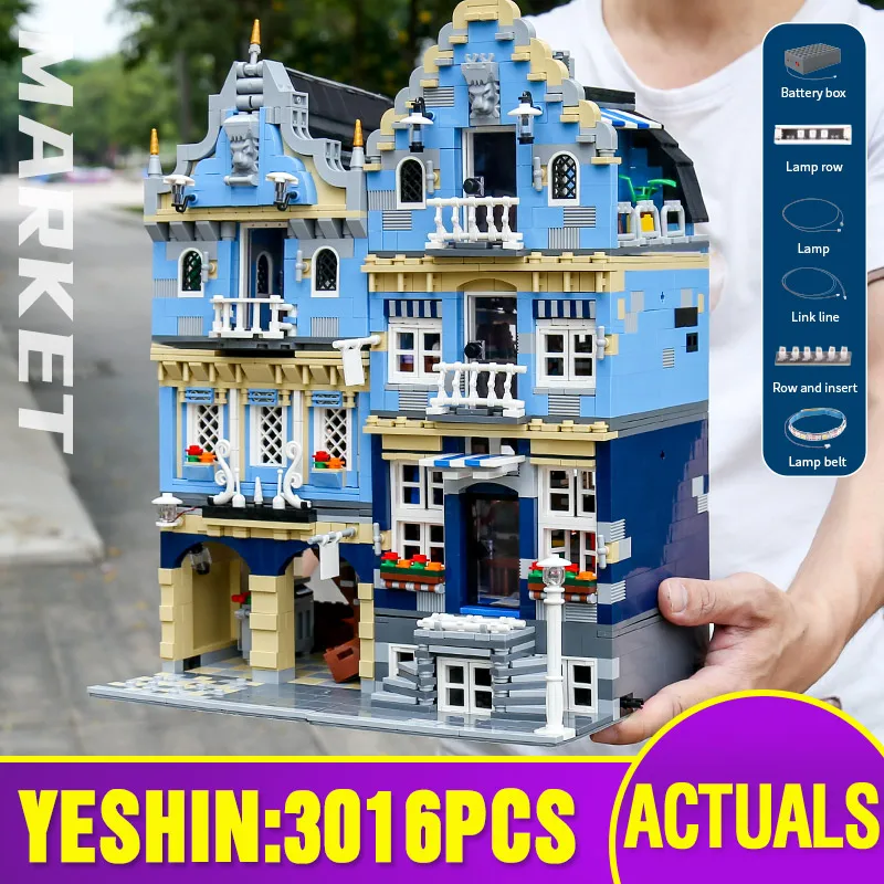

15007 Streetview Building Toys The Market Street Compatible With 10190 Model Building Blocks Bricks Kids Christmas Toys Gifts