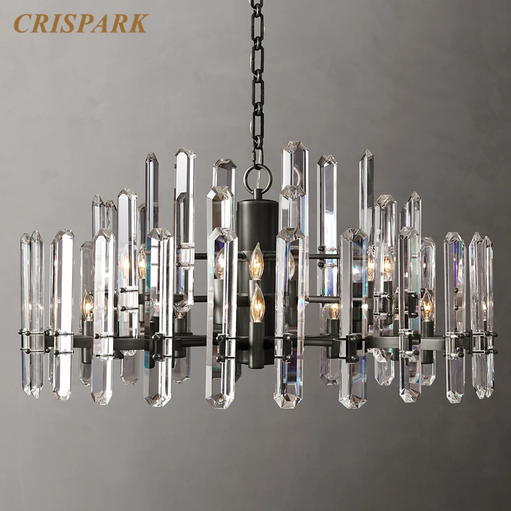 

Bonnington 3 Tiers Crystal Chandelier Lighting E12 Round Vintage Crital Hanging Lamp Minimalist Indoor Light Fixture for Home