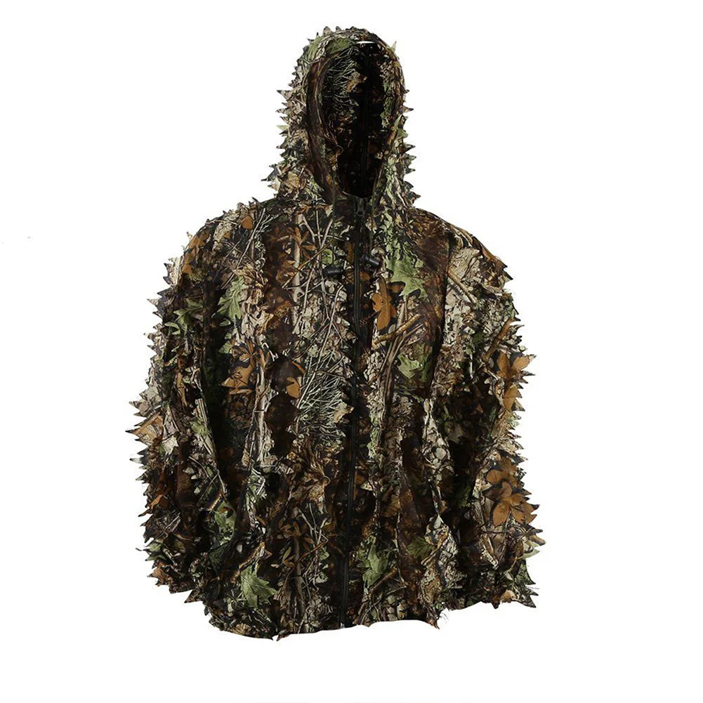 Outdoor Hunting Camouflage 3D Forest Leaf Hooded Jacket Coat Pants Clothes Breathable light and comfortable Set | Спорт и