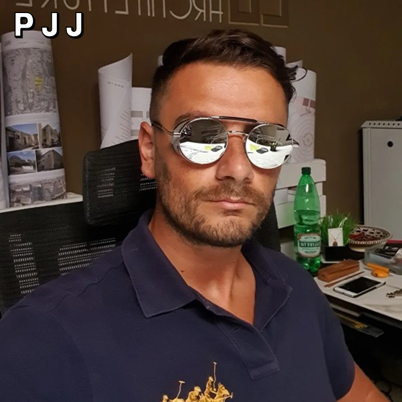 

PJJ ретро круглые металлические солнцезащитные очки в стиле стимпанк для мужчин и женщин, мужские брендовые дизайнерские очки Oculos De Sol Shades UV ...