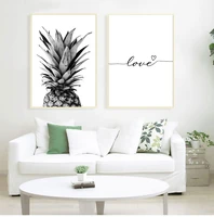 pineapple wall art canvas posters prints nordic love quote paintings black white wall picture for living room