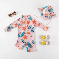 swimsuit for baby girls bathing suit girl kids long sleeve floral print uv protection children swimming wear one piece with hat