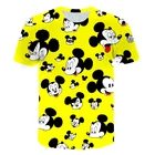 Летняя новая детская футболка детская рубашка с цифровым принтом Микки Мауса топы с круглым вырезом и коротким рукавом Уличная мода одежда в стиле хип-хоп