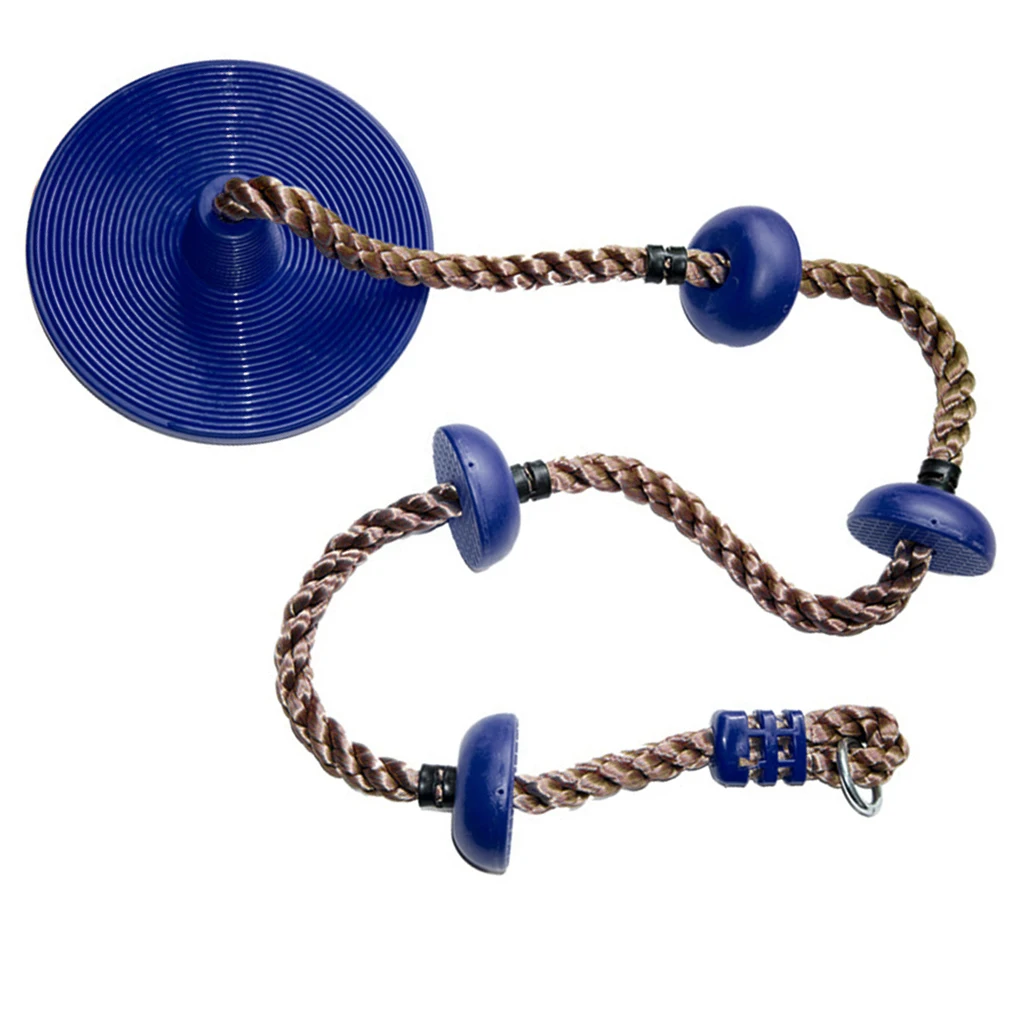 

Kids Outdoor Sports Fitness Playhouse 4-Knot Tree Hanging Disc Rope Swing Set