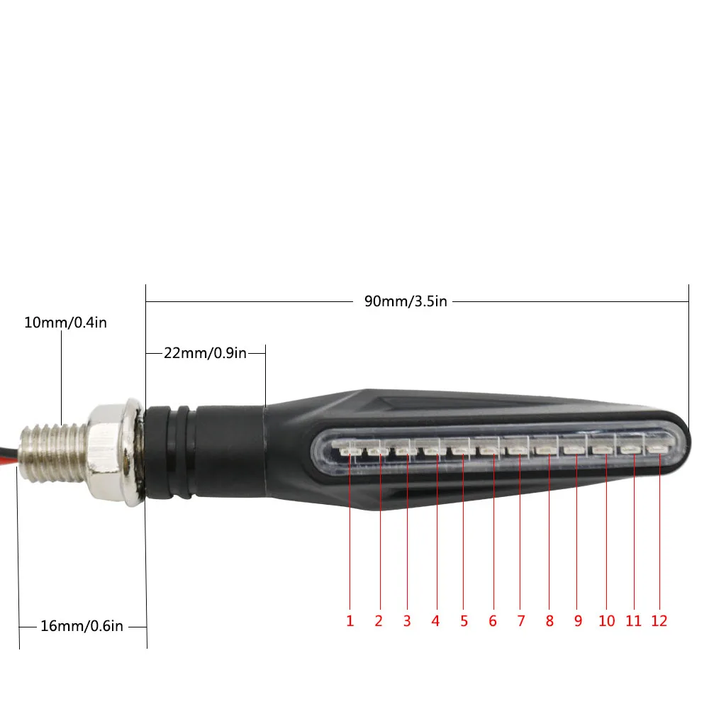 Светильник поворотного сигнала мотоцикла гибкие 12 светодиодных указателей