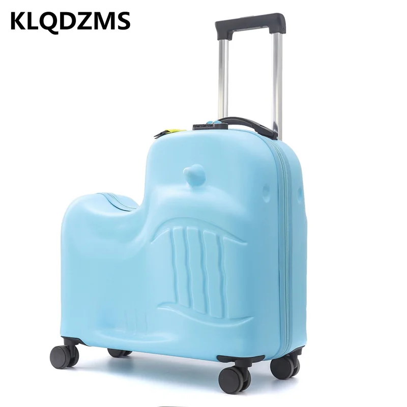 KLQDZMS Children's Luggage Cartoon Cute Sit Wheeled Trolley Luggage Kids Travel Spinner Rolling Suitcase Mom Relaxing Playing