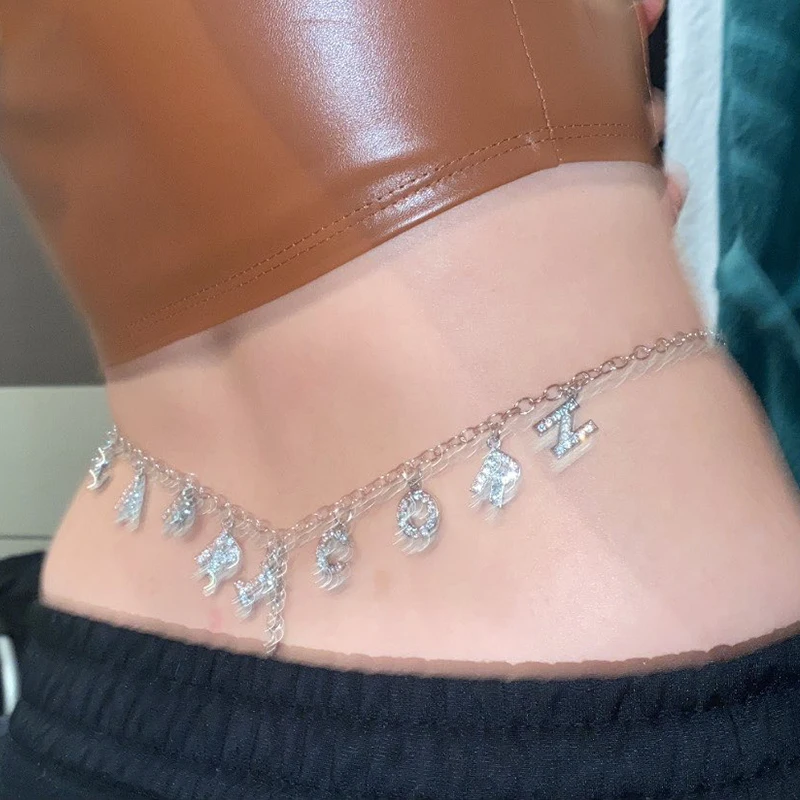 Цепочка на талию с именем заказ для женщин кристаллами буквами 12 созвездий