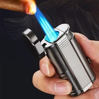 creative three jet butane gas cigar cigarette torch lighters jet 1300 c metal outdoor windproof camping kitchen lighter