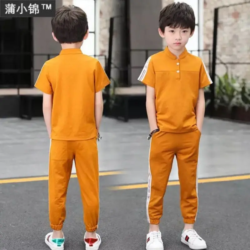 Летние льняные тапочки с короткими рукавами комплект одежды для мальчиков Новый