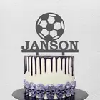 Персонализированный Топпер для футбольного торта с именем на заказ, силуэт для футбольных фанатов, украшение для торта на день рождения