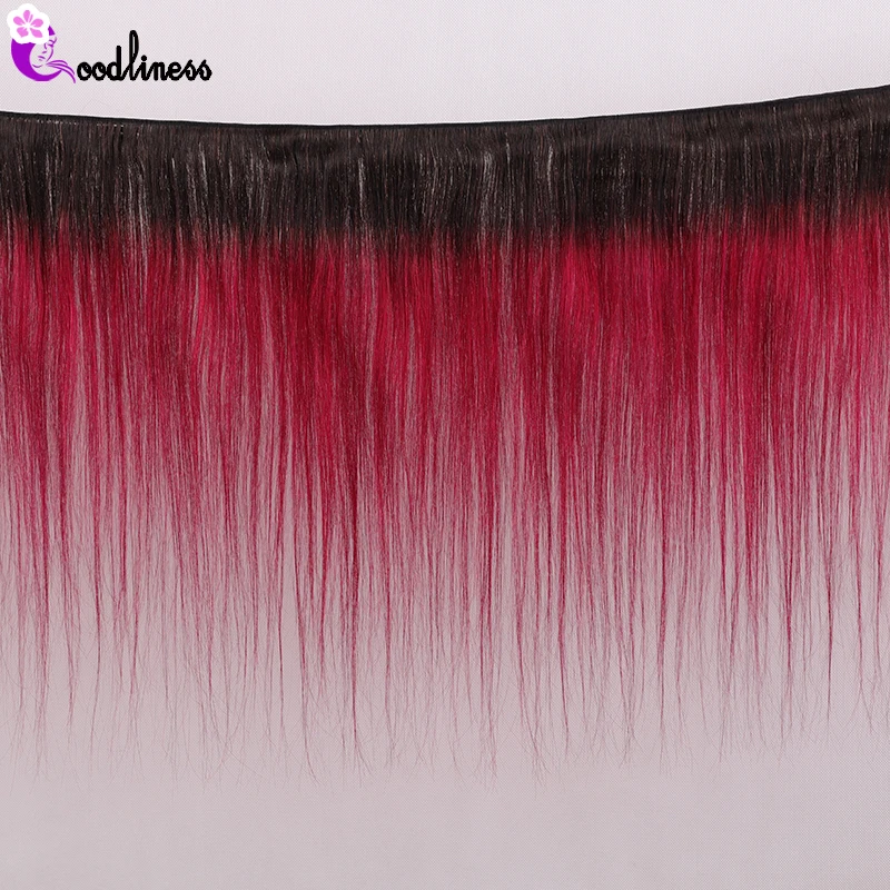 Перуанские пучки волос с закрытием 1b бордовый прямые волосы Омбре 99j красный Remy