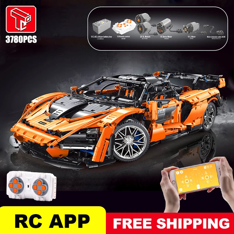 

Классическая модель спортивного автомобиля App Rc, строительные блоки, 3780 шт., городской супер скоростной гоночный автомобиль, кубики Moc, игруш...