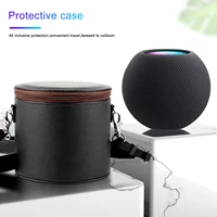 travel leather storage case portable carrying bags protect bag for homepod mini bluetooth speaker pouch case protective cover