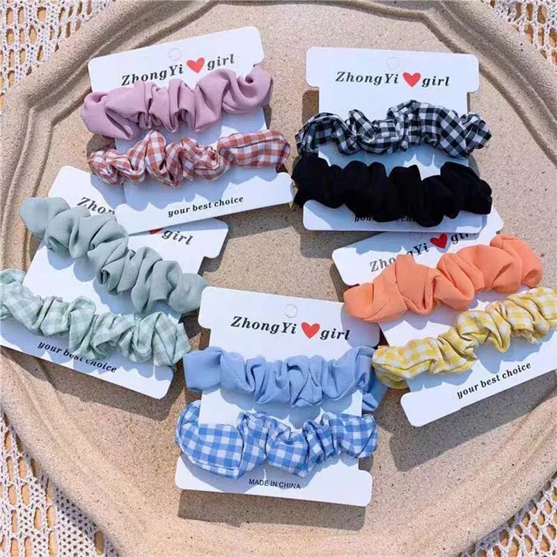 

Oaoleer 2/3Pcs/Set Satin Silk Solid Color Scrunchies Elastic Hair Bands for Women Hair Accessories Ponytail Holder Hair Rope