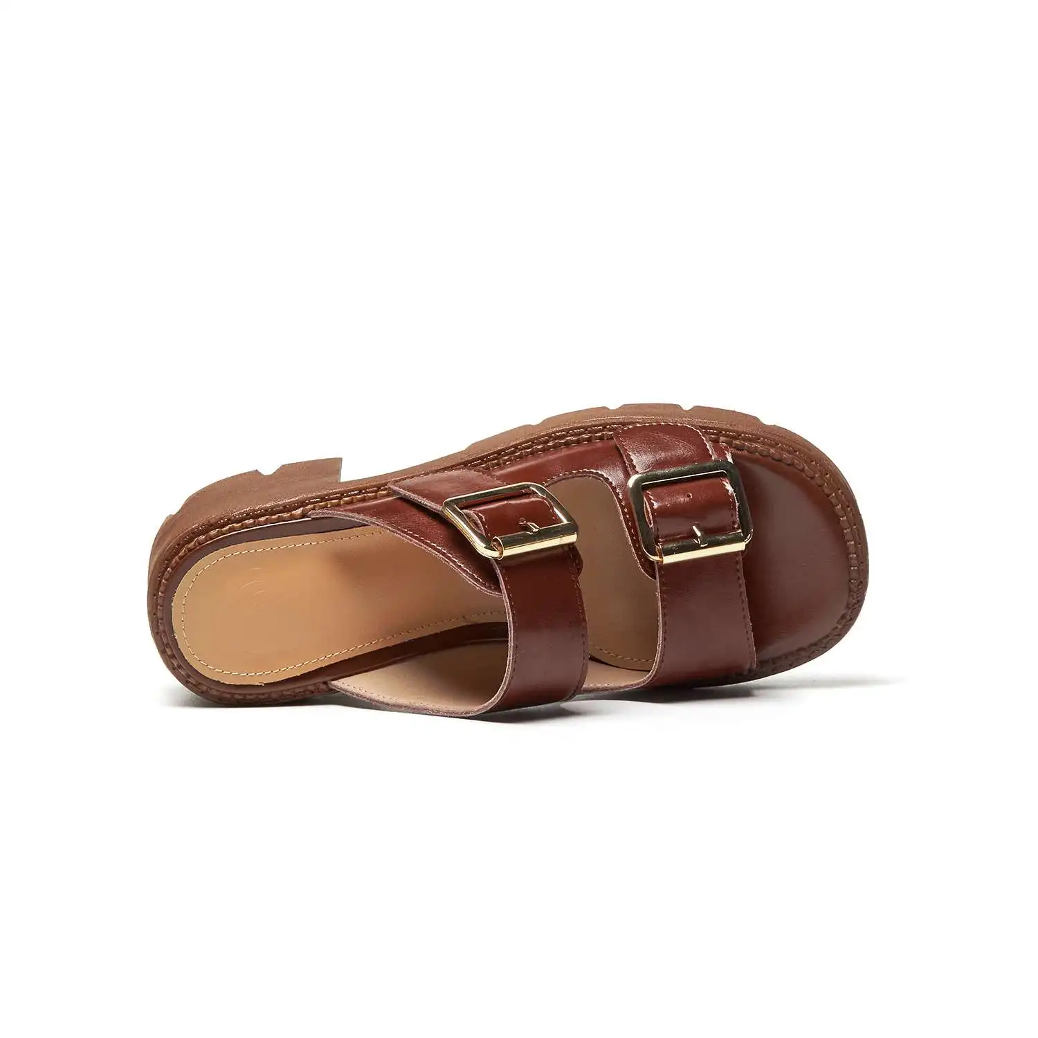 

lenkisen genuine leather open toe high heels metal fasteners leisure young lady vintage high qualit slip on sandals women L13