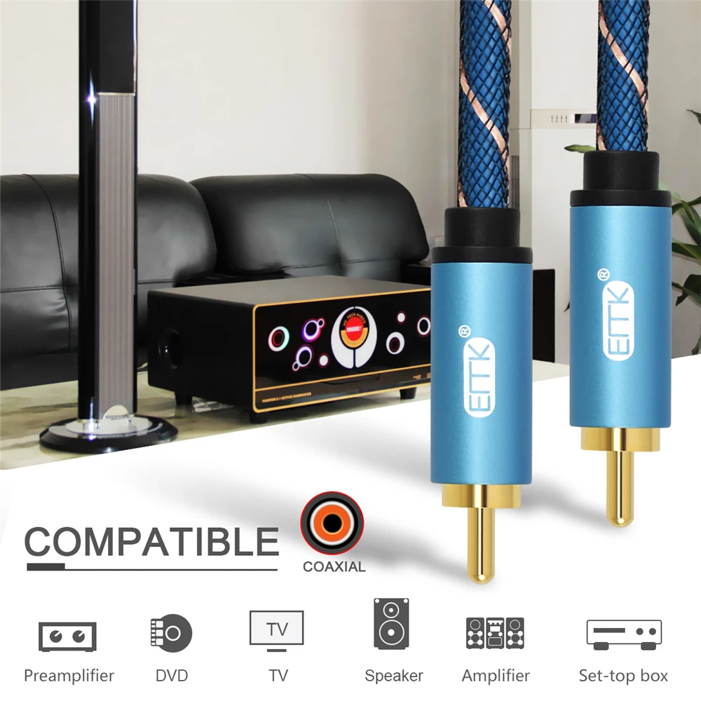 Кабель RCA коаксиальный кабель штекер 1 м 2 5 3 оловянный стерео rca OFC для усилителя Hi