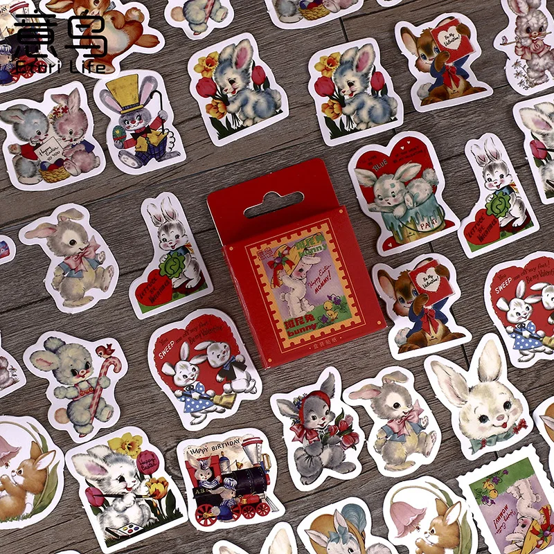 

46P винтажные милые Мультяшные наклейки для оформления дневника, самодельные наклейки для скрапбукинга, декоративные бумажные принадлежнос...