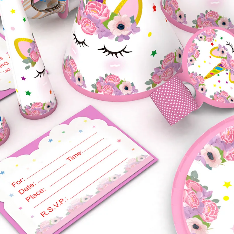 1 комплект Единорог Декорации для дня рождения одноразовый набор столовых