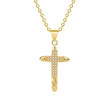 

Wish Best Selling New Trend Cross Pendant Necklace In Europe and America Hip-hop Style Jesus Necklace Clavicle Chain JDZ324