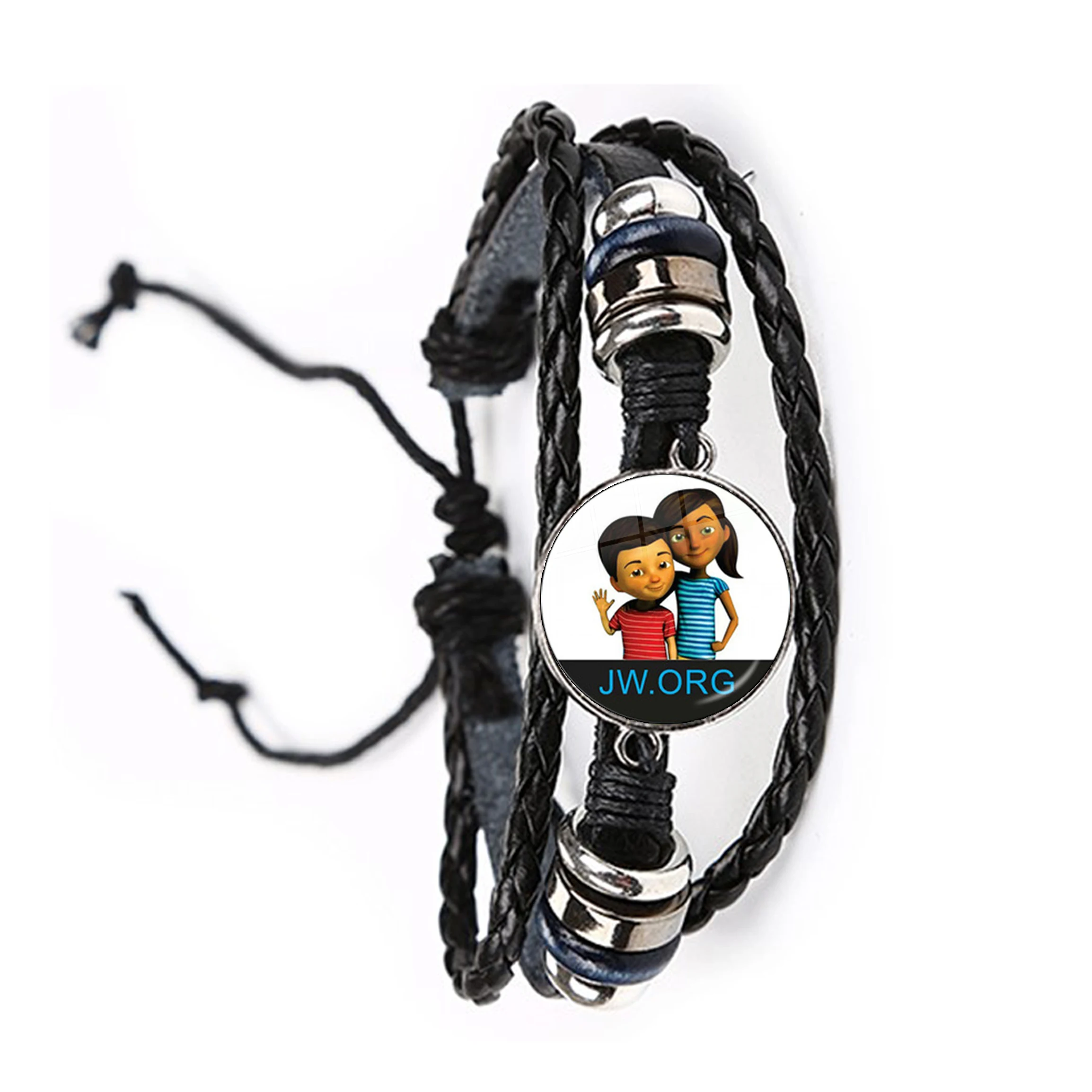 Черный/коричневый кожаный браслет JW.org изображение со стильными изображениями