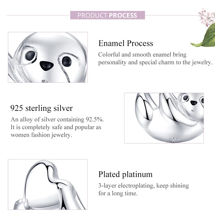 Fit Pandora браслет серебро 925 CZ Лебедь петух бусины S925 Красная эмаль деньги кот Ленивец украшения в виде слонов для изготовления ювелирных изделий