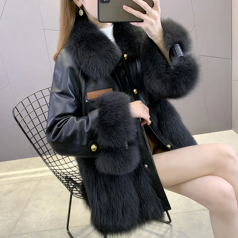 

Fur 2021 Winter New Fox Fur Young Fur Integrated Fur Coat Women's Middle and Long Fur Coat