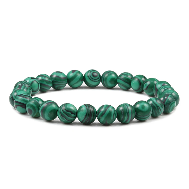 Malachite Модные браслеты из черного гематита с бусинами из лавы для мужчин, ручной работы, Энергетический Браслет из натурального камня для женщин, Pulseira Masculina, подарки - Окраска металла: Malachite